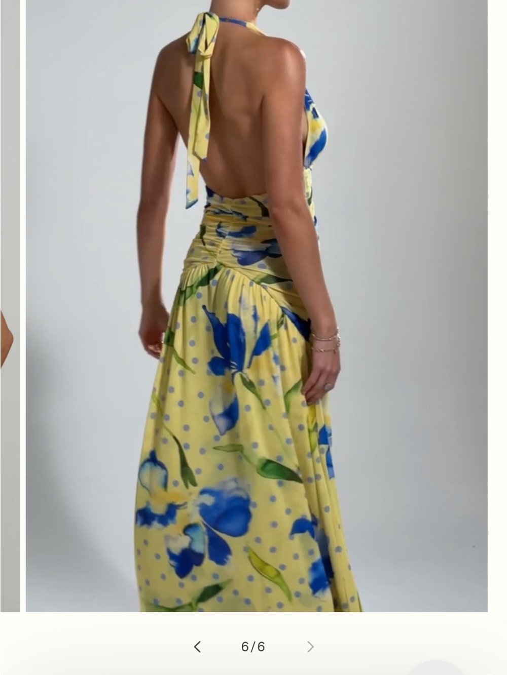 RESA Yellow Floral Halter Maxi Dress with Blue & Green Print (Grace Maxi Soleil) - Picture 6 of 8